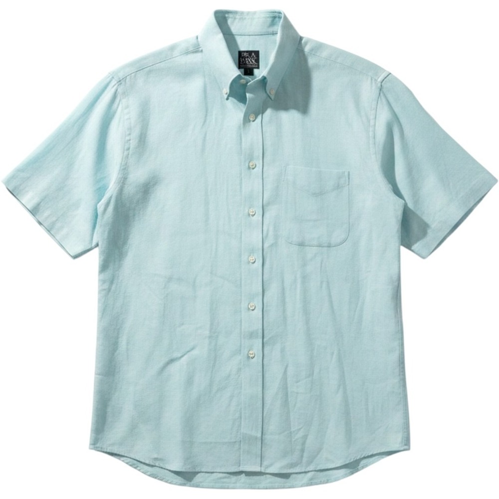 Jos. A. Bank Traveler's Linen Shirt Short Sleeve Button Down Mint Green - Large